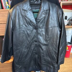 Danier Black Leather Trench Coat